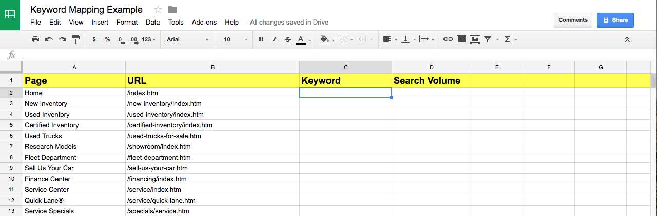 keyword mapping example 2